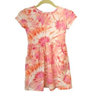 CAT & JACK Girls Pink Tie Dye Racerback Tank Dress Pockets Size 8 Medium NEW